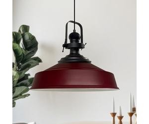 bamyum Industrial Modern Pendant Light, 40 cm x 35 cm Burgundy Metal Shade, E27 Socket, 60W Max, Kitchen, Living Room, Bedroom