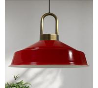 bamyum Industrial Pendant Lamp, 40 cm Red Shade, Modern Metal Kitchen Island Light, E27 Pendant for Living Room, Dining Room