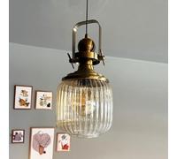 bamyum Mopa Hanging Lamp Glass, Pendant Light 20 cm, Modern Metal Kitchen Island Lights, E27 Glass Lamp Shades, Hanging Light for Living Room and Dining Room, Industrial Pendant Light