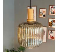 bamyum Mopa Hanging Lamp Glass, Pendant Light 20 cm, Modern Metal Kitchen Island Lights, E27 Glass Lamp Shades, Hanging Light for Living Room and Dining Room, Industrial Pendant Light