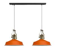 bamyum Neo-Asletl Pendant Light Vintage Metal Set of 2, Lamp Shades Ceiling, Kitchen Lights Ceiling E27, Industrial Lamp Shades, Metal Pendant Light Fitting for Living Room and Dining Table Orange