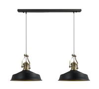 bamyum Neo-Asletl Pendant Light Vintage Metal Set of 2, Lamp Shades Ceiling, Kitchen Lights Ceiling E27, Industrial Lamp Shades, Metal Pendant Light Fitting for Living Room and Dining Table Black