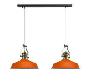 bamyum Neo-Asletl Pendant Light Vintage Metal Set of 2, Lamp Shades Ceiling, Kitchen Lights Ceiling E27, Industrial Lamp Shades, Metal Pendant Light Fitting for Living Room and Dining Table Orange