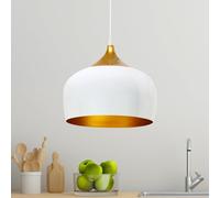 Bamyum Vintage Kreis Metal Pendant Lamp - White, Ø30 Cm, E27, Dining Table & Kitchen - Led, Gold, Scandinavian Style