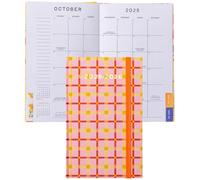 ban.do 17-Month Classic Daily and Weekly Planner Dated August 2025 - December 2026, Hard Cover Self Care Journal, Agenda with Monthly Calendar, Stickers, Art & Bonus Pages (Pink Plaid)