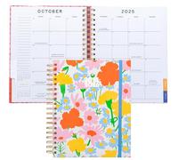 Ban.do 17-Month Dated August 2025 - December 2026 Hard Cover Self-Care Journal, Spiral Agenda with Monthly Calendar, Stickers, Art & Bonus Pages (Ivory Floral)