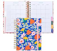 ban.do 17-Month Medium Daily and Weekly Planner Dated August 2025 - December 2026, Hard Cover Self Care Journal, Spiral Agenda with Monthly Calendar, Stickers, Art & Bonus Pages (Blue Floral)