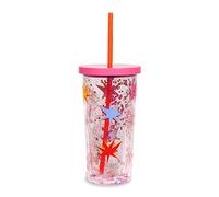 ban.do Deluxe Sip Sip Tumbler with Lid and Straw, 20 Ounce Insulated Cup, Double Wall Tumbler Filled with Glitter (Starburst)
