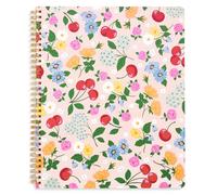 ban.do Floral Rough Draft Large Spiral Notebook, 11" x 9" with Pockets and 160 College Ruled Pages, Flowers and Fruit