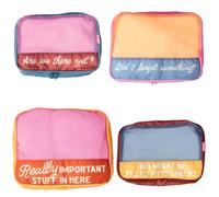 ban.do Getaway Polyester and Mesh Packing Cube Set, Includes 4 Foldable Luggage Organizers in Various Sizes, Really Important Stuff, 9.8 liters