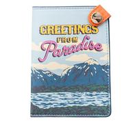 ban.do Getaway Retro Passport Holder, Durable Vegan Leather Passport Cover, Vintage Postcard Inspired Travel Wallet (Greetings From Paradise)