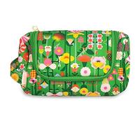 ban.do Green Pencil Case for Adults, Cute Pencil Bag, Zipper Pouch for Supplies and Toiletries, On the Go Accessory Pouch, Geometric Flowers
