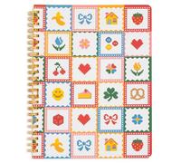 ban.do Rough Draft Mini Spiral Notebook with Pattern, 8.5" x 6.75" Journal with Pockets and 160 Lined Pages (Quilt)
