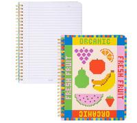 ban.do Rough Draft Mini Spiral Notebook with Saying, 8.5" x 6.75" with Pockets and 160 Lined Pages (Fruit Tiles)