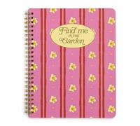 ban.do Rough Draft Mini Spiral Notebook with Saying, 9" x 7" with Quote, Pockets, and 160 Lined Pages, Find Me in the Garden