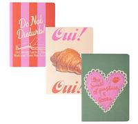 ban.do Rough Draft Notebook Journal Set of 3, Soft Cover Stitch Notebooks with 32 Lined Pages Each (Pastries and Books)