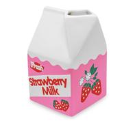 ban.do Vintage Carton Inspired Rise and Shine Decorative Mini Ceramic Vase, Unique Home/Kitchen/Office Accent, Strawberry Milk