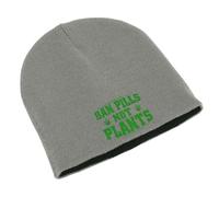 Ban Not Plants Weed Pot Cannabis Kanja Unisex Embroidered Double Layer Beanie Winter Hat Art Grey