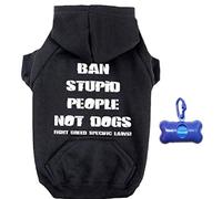 Ban Stupid People Zipper Dog Hoodie & Poop Bag Holder Bundle Set (X-Large, White Ink)