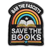 Ban The Fascists Save The Books Patch Librarian Patchs Pro Library Book Lovers Sew On/Iron On Embroidery Patch for Jackets, Backpack, Hat, Uniform DIY Patches Gifts for Her Him 3 Inches