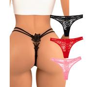 Banamic Women's Underwear Panties T Back Lace Thongs Sexy Underwear