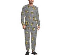 Banana And Naked Banana Funny Men's Pajama Set Long Sleeve Pjs Loungewear Top And Pants S