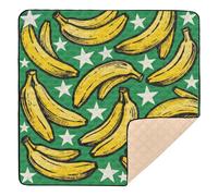 Banana and Stars Yellow and Green Soft Foam Baby Play Mat for Floor Non-Toxic Foldable Infant Play Activity Mat for Baby Toddler Infant, 50'' x 50''