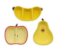 Banana Apple Pear Ceramic Dipping Dish Set 3-Piece Fruit-Shaped Condiment Bowls Divided Non-Slip Sauce Dishes for Snacks Catering Services
