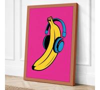 Banana Beats Pop Art Canvas Wall Art Print 36x24 Inch
