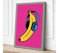 Banana Beats Pop Art Canvas Wall Art Print 36x24 Inch (91 x 61 cm)