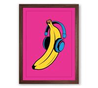 Banana Beats Pop Art Framed Wall Art Print A1 (84.1×59.4cm) Walnut, Wall Decor for Living Room, Bedroom, Office & Home, Ready to Hang, Art Gift
