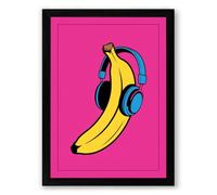 Banana Beats Pop Art Framed Wall Art Print A4 (29.7×21cm) Black, Wall Decor for Living Room, Bedroom, Office & Home, Ready to Hang, Art Gift