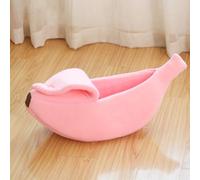 Banana Bed for Cats, Half Open Cover Cat Bed, Banana-Shaped Pet Bed, Cute Indoor animal Bed, Universal in All Seasons, Creative Banana Shape Pet Bed, for Small and Medium cats and dog,Pink,S