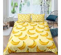 Banana Bedding Set for Kids Boys Girls Teens Tropical Fruit Yellow Summer Duvet Cover Lightweight Microfiber Quilt Cover Decor 3Pcs Comforter Cover with 2 Pillowcase King