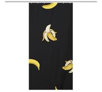 Banana Black Yellow Tile PatternOpaque Polyester Shower Curtain, Water-Resistant, Heat-Resistant, 12 C-Shaped Hooks & Stainless Grommets - Shower Curtains, Shower Curtains for Bathroom, Bathroom Show