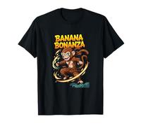 Banana Bonanza Monkey Warrior Cartoon Funny Fruit & Animals T-Shirt