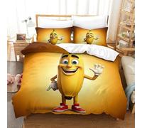 Banana Boy Duvet Cover Set 3D Printed Art Quilt Cover 2 Pillowcases Bedding Set Soft Microfiber with Zipper Closure 3 Pcs for Boys Girls Kids Youth Teens Super King（260x220cm）