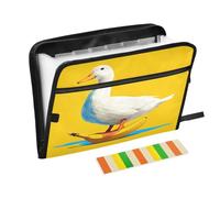 Banana Bright Duck Yellow Accordion File Organizer Portable Expanding File Folder with Safe Zipper & Colorful Labels for Letter Receipt A4 Papers Important Document Storage
