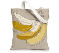 Banana Canvas Bags Fruit Pattern Reusable Grocery Bags Fashion Lightweight Washable Tote Bags with Shoulder Strap for Tr, beige, 13x15 Inch