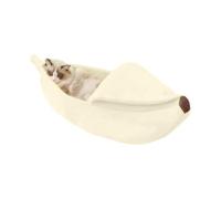 Banana Cat Bed Cute Design Portable Half-Open Lid Design Short Plush Fabric