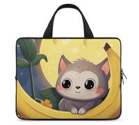 Banana Cat Print Laptop Sleeve Ultra-Thin, Waterproof Laptop Bags, Portable Protective Computer Bag with Hand Strap, Style, 12inch
