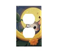 Banana Cat Print Outlet Cover, American Standard Wall Plate with Screws - Heat & Impact Resistant Stainless Steel, 1-Gang Duplex Socket Cover for Home Decor