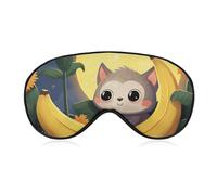 Banana Cat Print Sleep Mask with Adjustable Strap, Comfortable & Soft Eye Mask for Sleeping Light Blocking, Lightweight & Breathable Eye Cover for Men Women