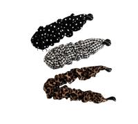 Banana Clip 3PCS Retro Leopard Print Polka Dot Plaid Ruched Banana Clip, Ponytail Showing Hair Volume