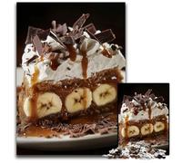 Banana Cream Pie with Chocolate Jigsaw Puzzles 1000 Pieces for Adults Puzzles for Adults Creative Family Game & Home Decor for Teenagers 1000 PCS(38x26cm)