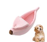Banana Dog Bed Cute Design Portable Half-Open Lid Design Short Plush Fabric