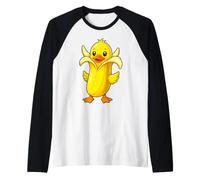 Banana Duck Cute Animal Mashup Silly Fruit Bird Hybrid Meme Raglan Baseball Tee