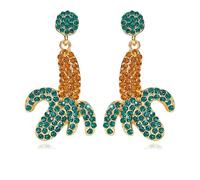 Banana Earrings for Women Summer Tropical Fruits Gold Plated Rhinestone Funny Yellow Bananas Earrings, S, Alloy Steel, No Gemstone
