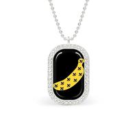 Banana Fleur De Li Personalized Necklace Print Pattern Pendant With Chain Gifts For Women Men Silver-style-23