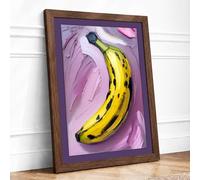 Banana in Progress Modern Framed Wall Art Print A1 (84.1×59.4cm) Walnut, Wall Decor for Living Room, Bedroom, Office & Home, Ready to Hang, Art Gift